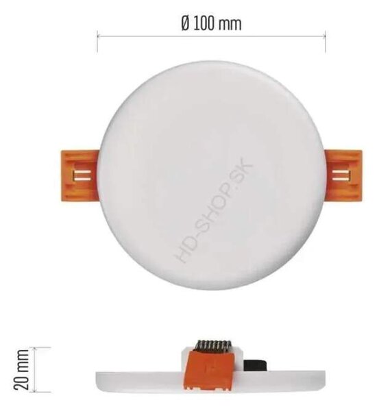 Vodeodolný LED panel VIXXO 100mm, kruhový vstavaný biely, 7,5W neut. biela, IP65 (ZV1122)