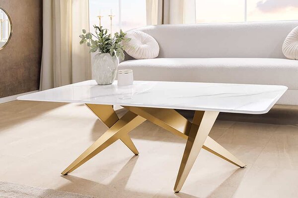 Keramický konferenčný stolík Zephyra 130 cm biely