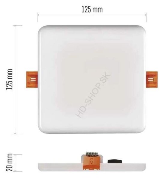 Vodeodolný LED panel VIXXO 125×125, štvorcový vstavaný biely,10 W neu.b.,IP65 (ZV2132)