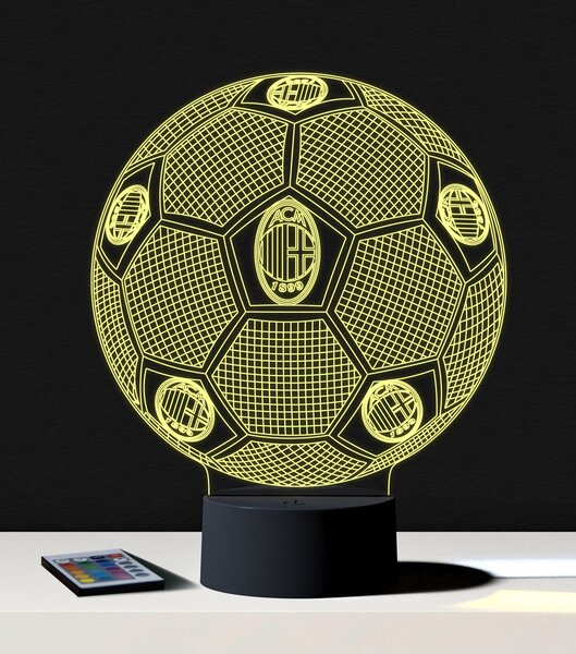 Beling 3D lampa, Lopta s logom AC Miláno,futbalový darček,16 farebná S192