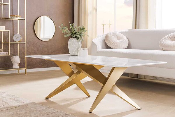 Keramický konferenčný stolík Zephyra 130 cm biely