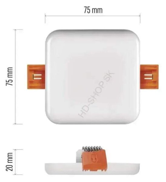 Vodeodolný LED panel VIXXO 75×75, štvorcový vstavaný biely, 6W neutr. b.,IP65 (ZV2112)