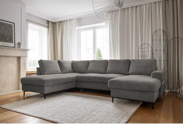 Sivá menčestrová rozkladacia rohová pohovka (ľavý roh) Lofty Lilly – Miuform