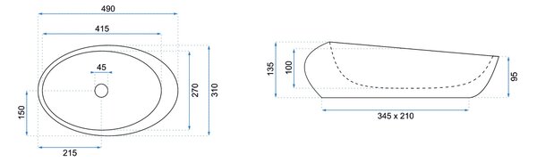 Rea Roxy C umývadlo, 49 x 31 cm, šedá, REA-U6651