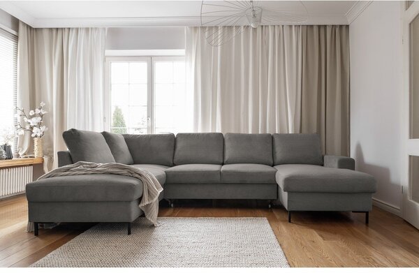 Sivá menčestrová rozkladacia rohová pohovka (ľavý roh) Lofty Lilly – Miuform