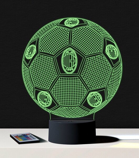 Beling 3D lampa, Lopta s logom AC Miláno,futbalový darček,16 farebná S192