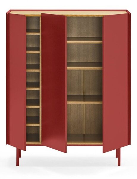 Červená vysoká komoda v dekore duba 95x120 cm Arista – Teulat