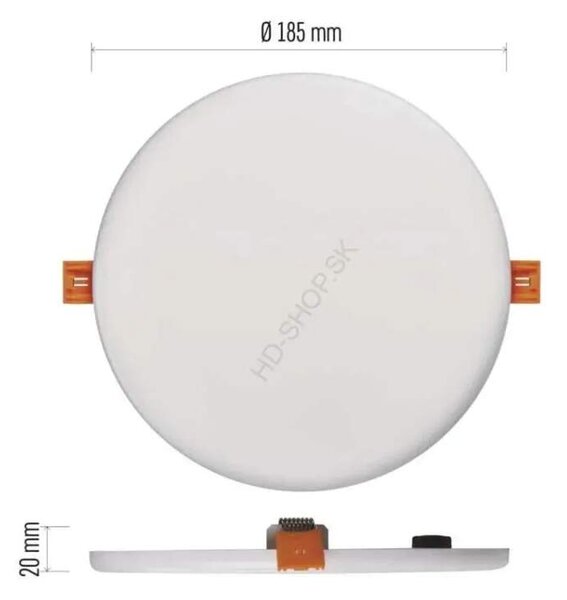 Vodeodolný LED panel VIXXO 185mm, kruhový vstavaný biely, 19W neutr. b., IP65 (ZV1152)