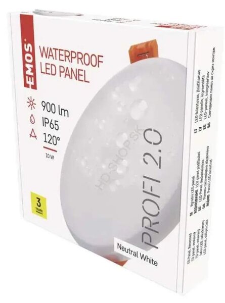 Vodeodolný LED panel VIXXO 125mm, kruhový vstavaný biely, 10W neutr. b., IP65 (ZV1132)