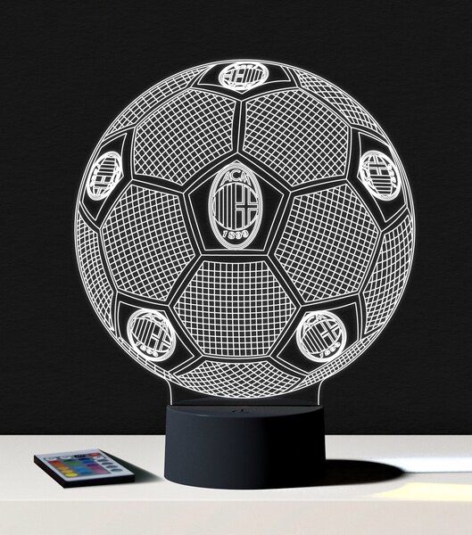 Beling 3D lampa, Lopta s logom AC Miláno,futbalový darček,16 farebná S192