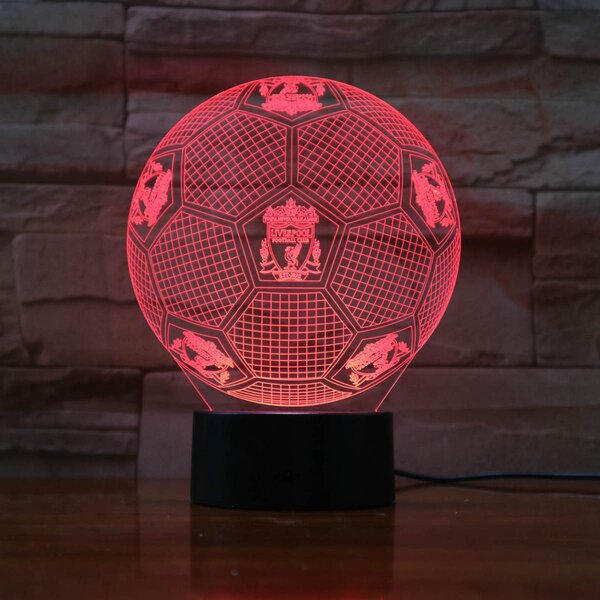 Beling 3D lampa, Lopta s logom Liverpool,futbalový darček,16 farebná S198
