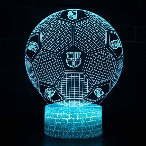 Beling 3D lampa, Lopta s logom fcb Barcelona,futbalový darček,16 farebná S196