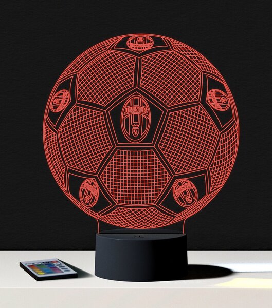Beling 3D lampa, Lopta s logom Juventus,futbalový darček,16 farebná S197
