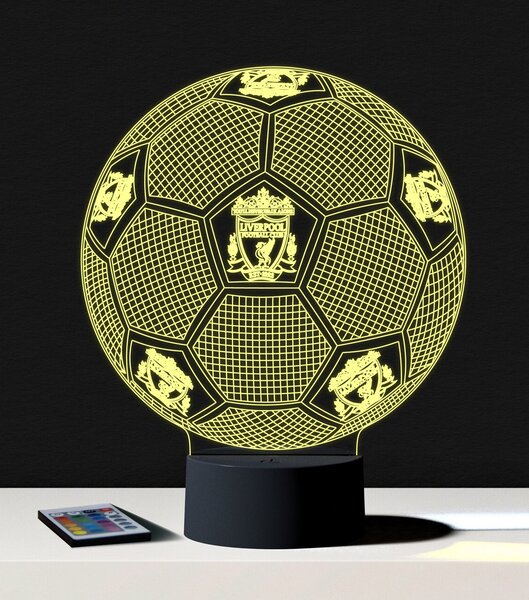 Beling 3D lampa, Lopta s logom Liverpool,futbalový darček,16 farebná S198