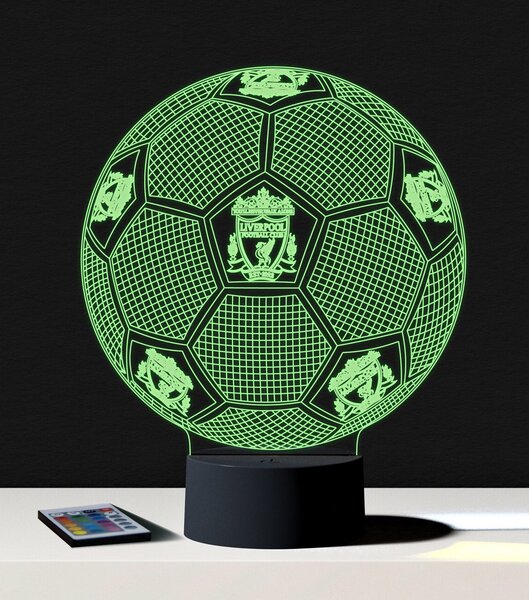Beling 3D lampa, Lopta s logom Liverpool,futbalový darček,16 farebná S198