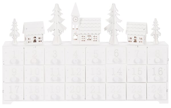 LED dekorácia biela MDF LED svetlá adventný kalendár ozdoby Vianoce moderný štýl doplnky