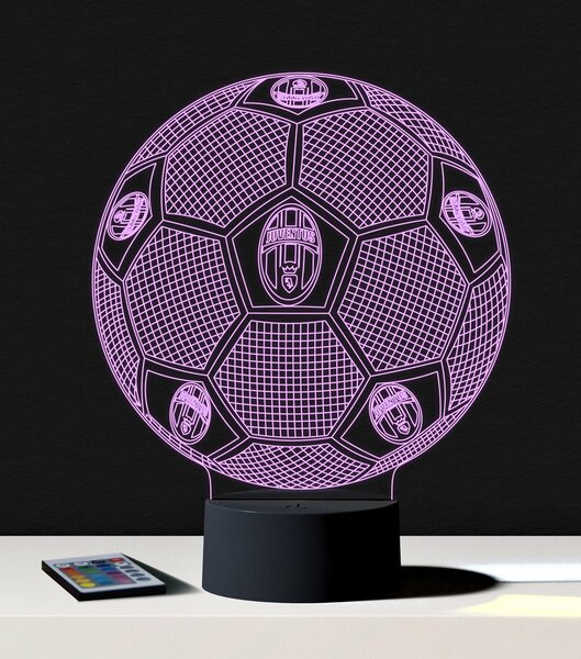 Beling 3D lampa, Lopta s logom Juventus,futbalový darček,16 farebná S197