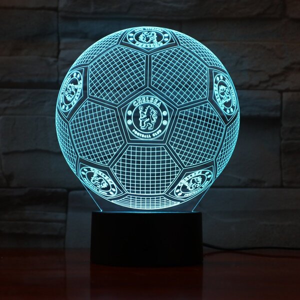 Beling 3D lampa, Lopta s logom Chelsea,futbalový darček, 16 farebná S194