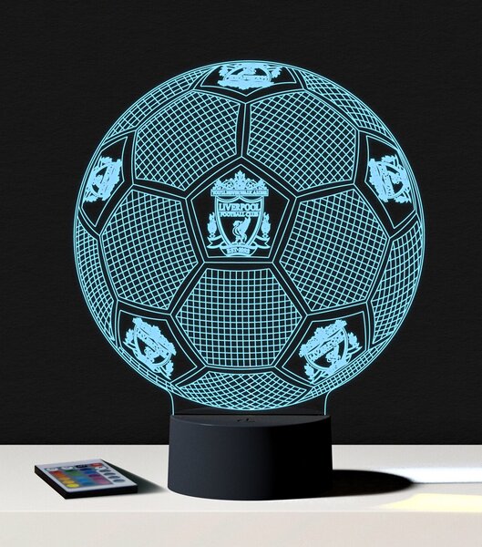 Beling 3D lampa, Lopta s logom Liverpool,futbalový darček,16 farebná S198