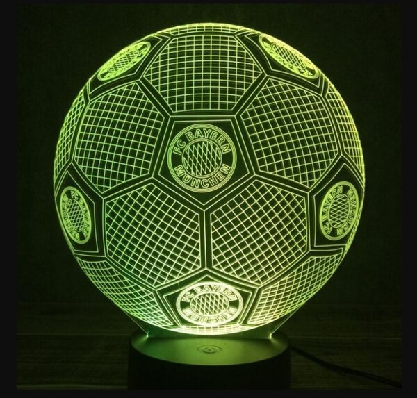 Beling 3D lampa, Lopta s logom FC Bayern Mníchov,futbalový darček,16 farebná S195