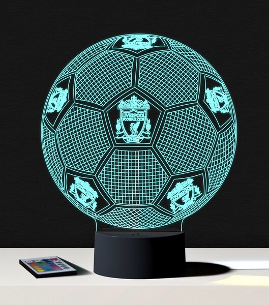Beling 3D lampa, Lopta s logom Liverpool,futbalový darček,16 farebná S198