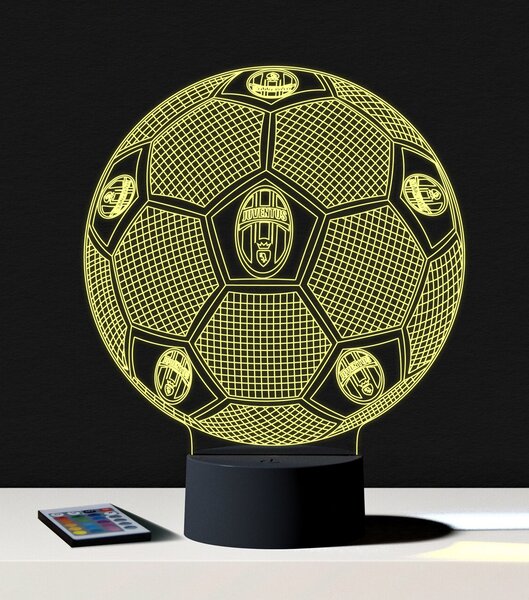 Beling 3D lampa, Lopta s logom Juventus,futbalový darček,16 farebná S197