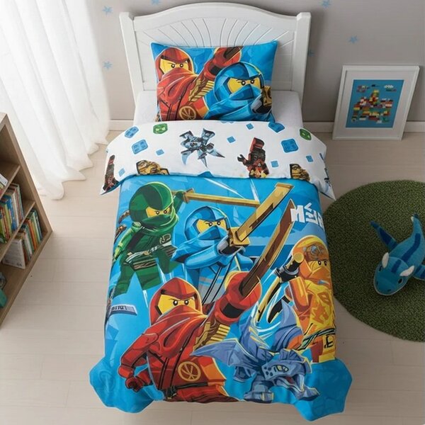 Bavlnené posteľné obliečky LEGO Ninjago – motív Spoločne povstaneme - 100% bavlna Renforcé - 70x90 cm + 140x200 cm