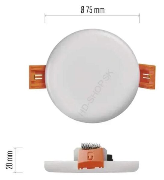Vodeodolný LED panel VIXXO 75mm, kruhový vstavaný biely, 6W neut. biela, IP65 (ZV1112)