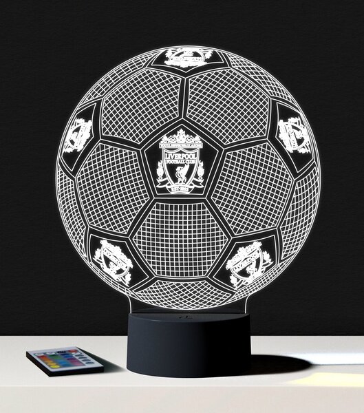 Beling 3D lampa, Lopta s logom Liverpool,futbalový darček,16 farebná S198