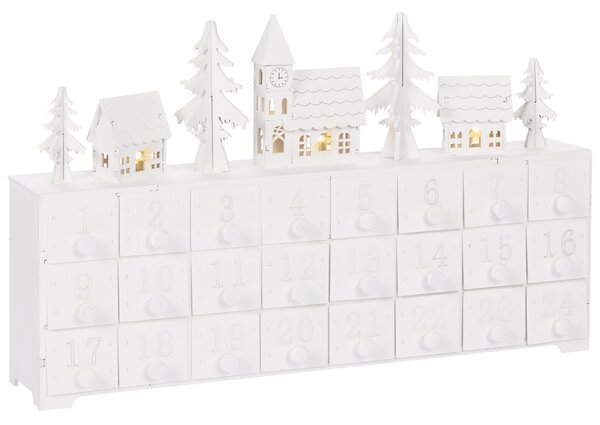 LED dekorácia biela MDF LED svetlá adventný kalendár ozdoby Vianoce moderný štýl doplnky