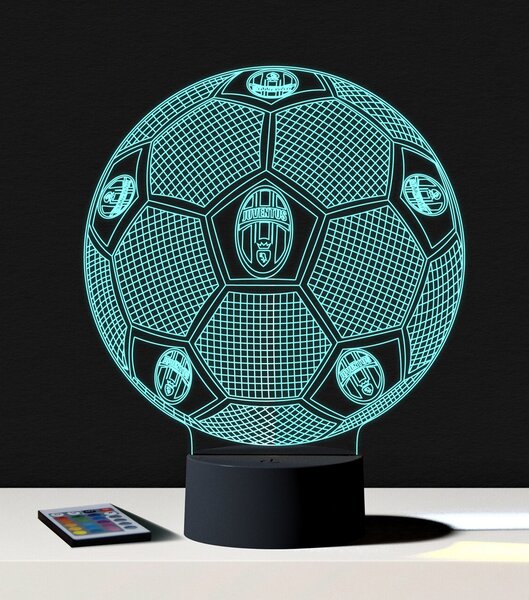 Beling 3D lampa, Lopta s logom Juventus,futbalový darček,16 farebná S197
