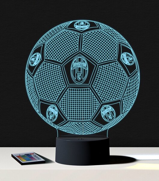 Beling 3D lampa, Lopta s logom Juventus,futbalový darček,16 farebná S197