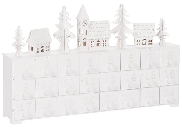 LED dekorácia biela MDF LED svetlá adventný kalendár ozdoby Vianoce moderný štýl doplnky
