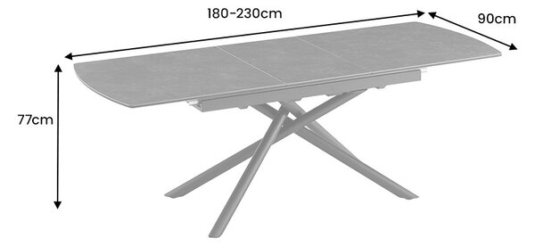 Rozkladací keramický jedálenský stôl Mairead 180-230 cm grafit