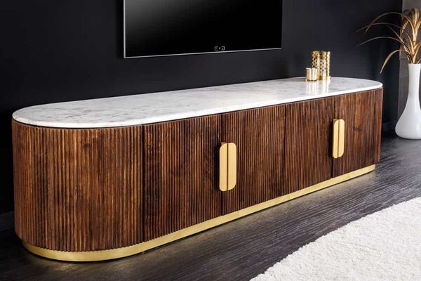 Dizajnový TV stolík Daichi 170 cm mango / mramor