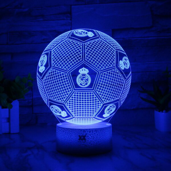 Beling 3D lampa, Lopta s logom Real Madrid,futbalový darček,16 farebná S200