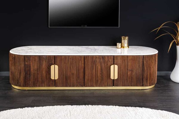 Dizajnový TV stolík Daichi 170 cm mango / mramor