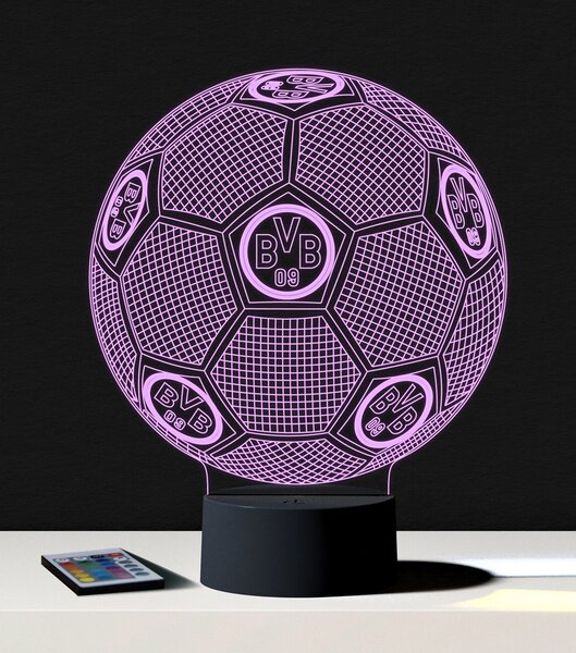 Beling 3D lampa,lopta s logom BVB Borussia Dortmund,futbalový darček,16 farebná S460