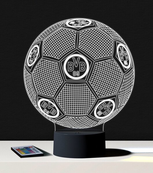 Beling 3D lampa,lopta s logom BVB Borussia Dortmund,futbalový darček,16 farebná S460