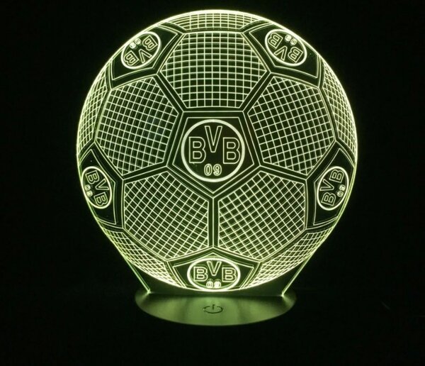 Beling 3D lampa,lopta s logom BVB Borussia Dortmund,futbalový darček,16 farebná S460