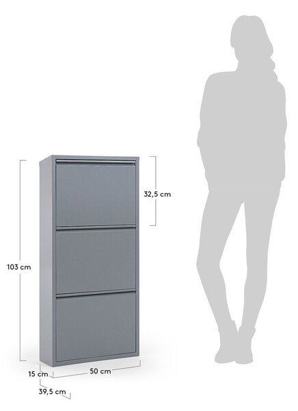 Svetlosivá kovová výklopná skrinka na topánky 50x103x15 cm Ode – Kave Home