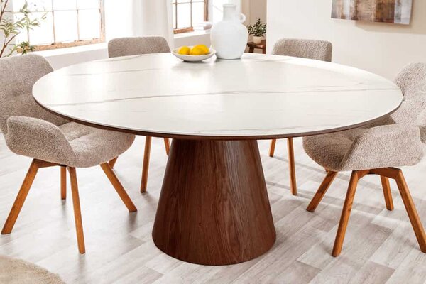 Okrúhly jedálenský stôl Parthenia 120 cm vzor orech