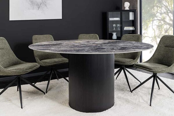 Okrúhly jedálenský stôl Parthenia 120 cm vzor sivý mramor