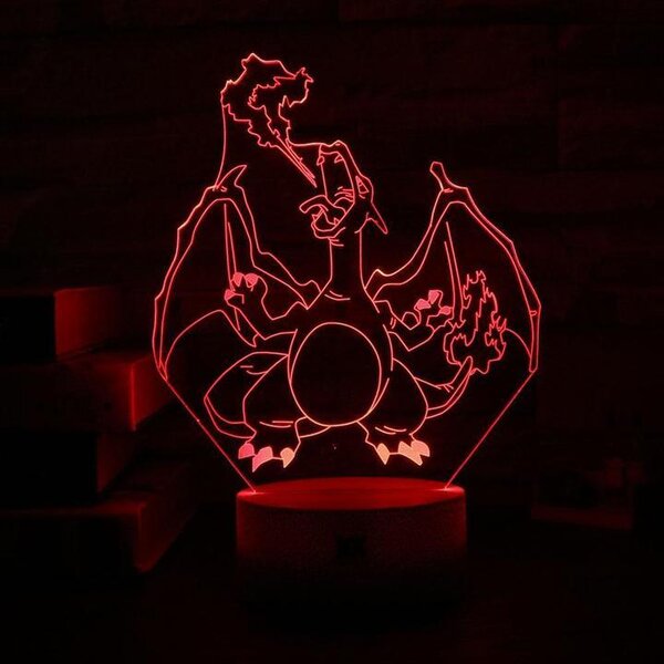 Beling 3D lampa,Charizard, 7 farebná S477