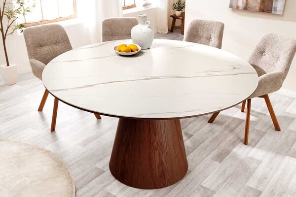 Okrúhly jedálenský stôl Parthenia 120 cm vzor orech