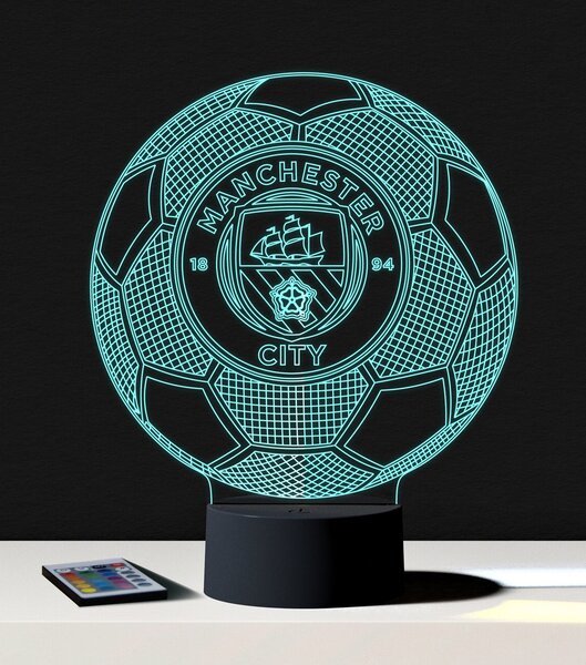Beling 3D lampa, Manchester city lopta s logom,futbalový darček,16 farebná S469