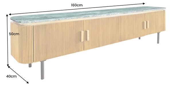 Dizajnový TV stolík Ifama 160 cm zelený mramor
