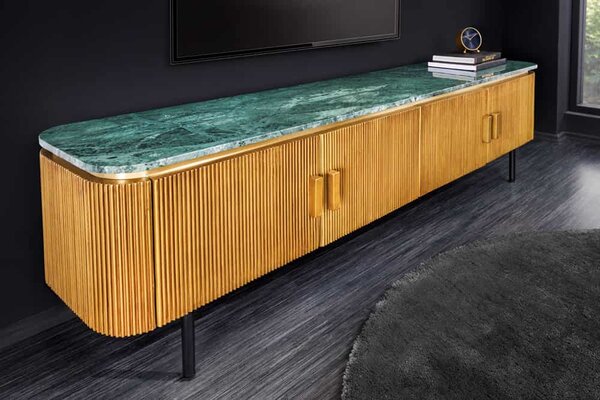 Dizajnový TV stolík Ifama 160 cm zelený mramor