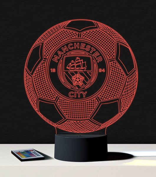 Beling 3D lampa, Manchester city lopta s logom,futbalový darček,16 farebná S469