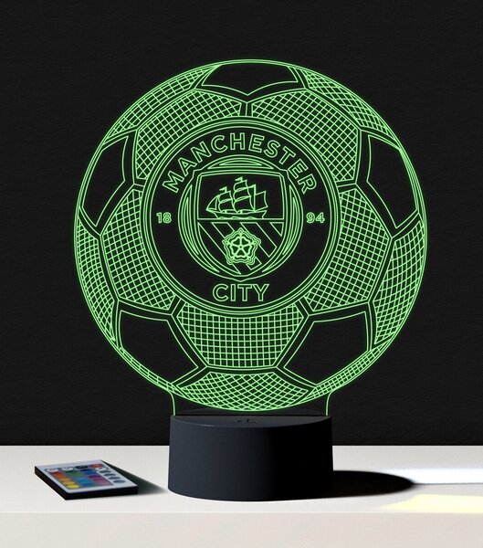 Beling 3D lampa, Manchester city lopta s logom,futbalový darček,16 farebná S469